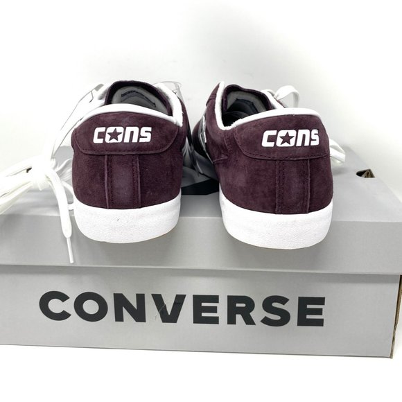 CONVERSE Men's Checkpoint PRO OX Black Currant White Suede Low Sneakers 168651C - Picture 6 of 11